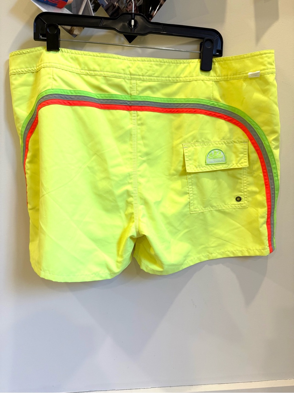 Sundek NWOT Neon Yellow Swim Trunks with triple stripe accent
